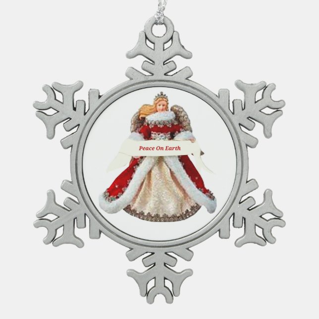 Flocon De Neige Paix sur Terre Ange Ornement (Devant)