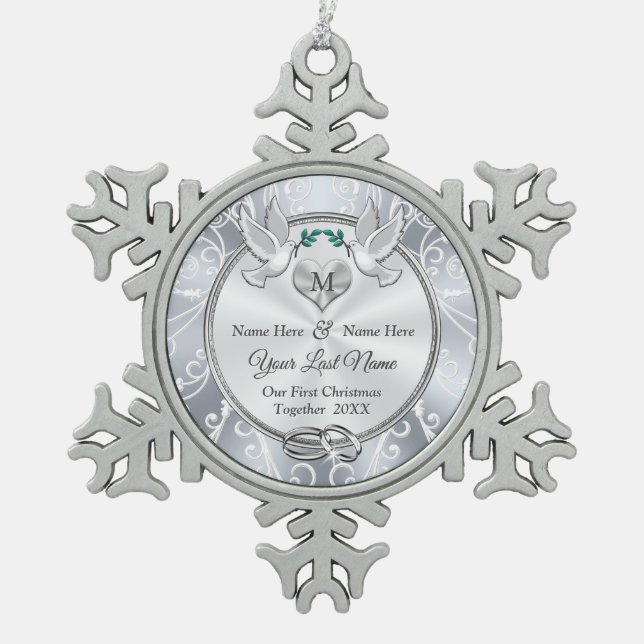 Flocon De Neige Personnalisé Notre Premier Noël Ensemble Ornement (Devant)