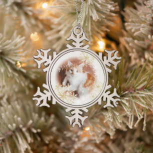 Flocon De Neige Pet Chat Noël Ornement blanc