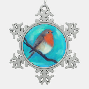 Flocon De Neige Robin rouge céramique ornement