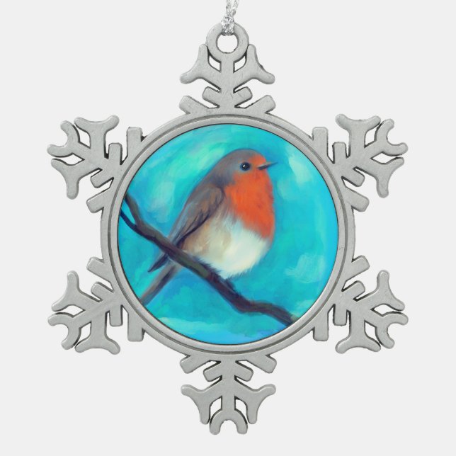 Flocon De Neige Robin rouge céramique ornement (Devant)