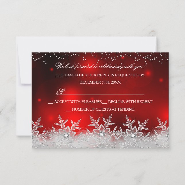 Flocon de Neige Rouge de Cristal RSVP pour la fête (Devant)