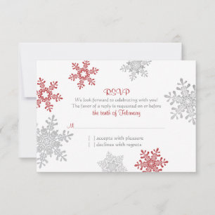 Flocon de neige rouge Silver Mariage hiver RSVP