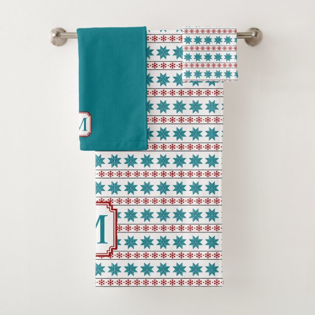 Flocon de neige rouge Turquoise hiver Motif nordiq (En situation)