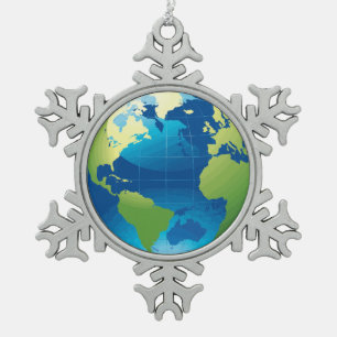 Flocon De Neige Terre continent ornement en étain