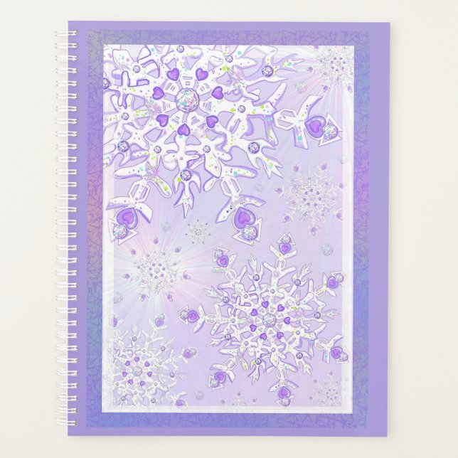 flocon de neige violet clair et coeur étincelant (Devant)