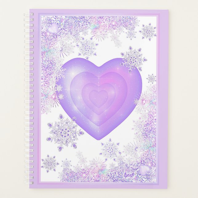 flocon de neige violet clair et coeur étincelant (Devant)