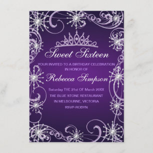 Flocon de neige violet Shimmer Invitation d'annive
