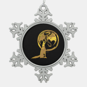 Flocon De Neige Wolf & Dragon or noir pewflake ornement