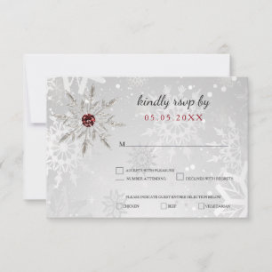 flocon rouge argent de neige mariage d'hiver rsvp