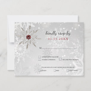 flocon rouge argent de neige mariage d'hiver rsvp