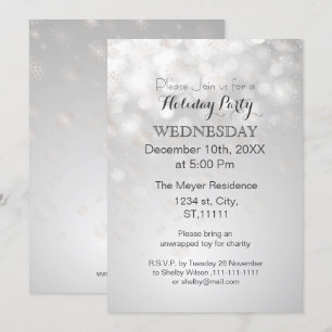 flocons d'argent et des Invitations de la fête de 