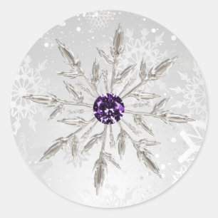flocons d'argent violet autocollants de mariage d'