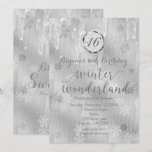 Flocons de neige blancs argentés Invitations d'hiv