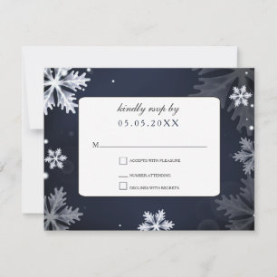 Flocons de neige bleu marine mariage hiver rsvp