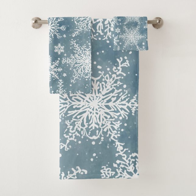 Flocons de Neige Bleus Aquarelle Hiver (En situation)