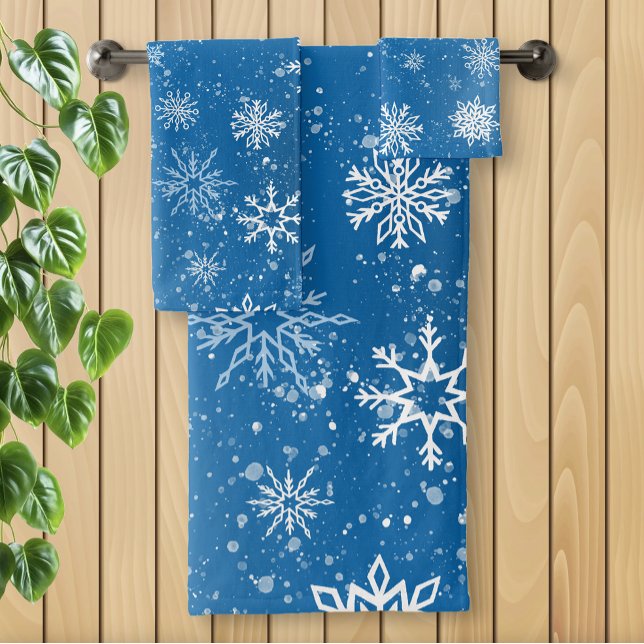 Flocons de Neige Bleus Classique Hiver Blanc (Créateur téléchargé)