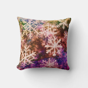 Flocons de neige colorés Coussin à jeter