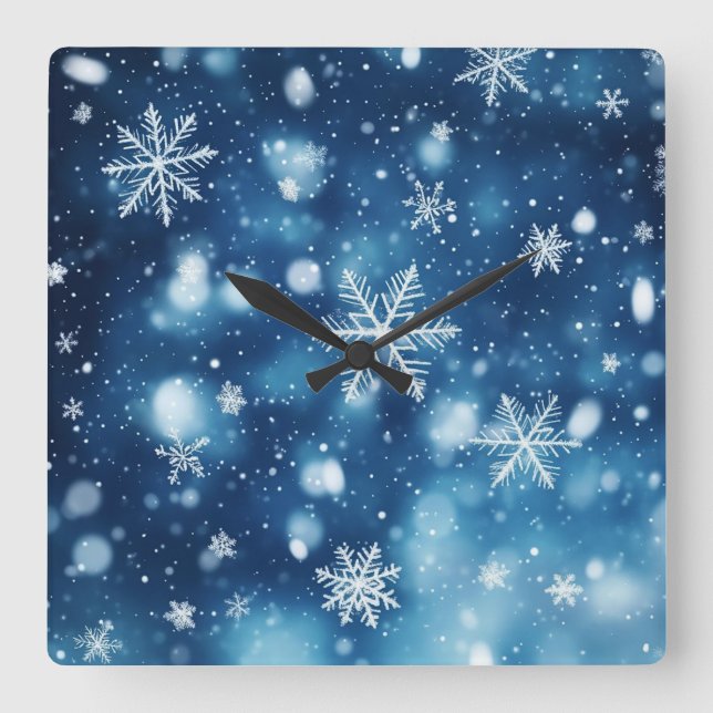 Flocons de neige dans la Nuit – Horloge murale d'h (Recto)