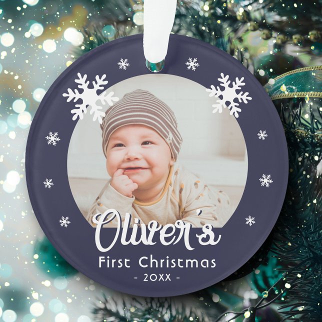 Flocons de neige de Noël pour bébé Photo Bleue  (Créateur téléchargé)