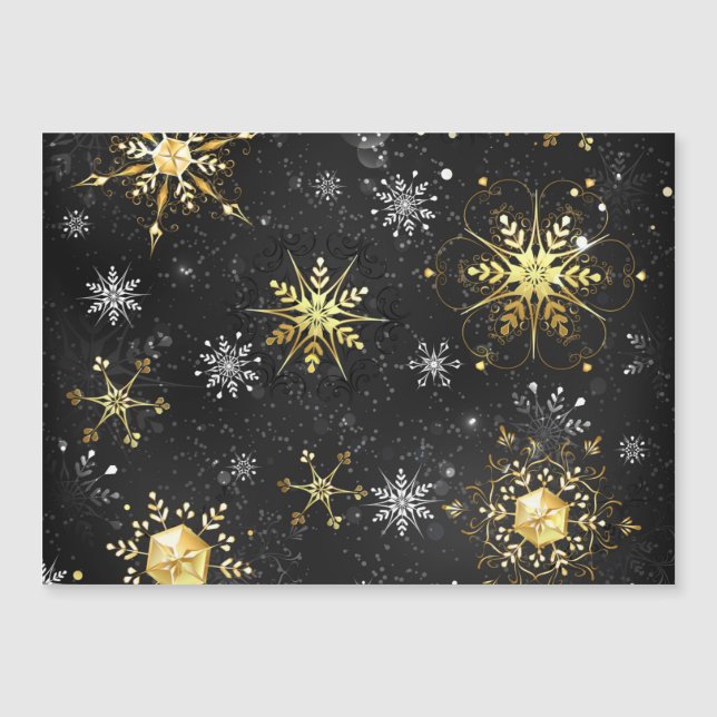 Flocons de neige dorés de Noël sur fond noir (Devant)