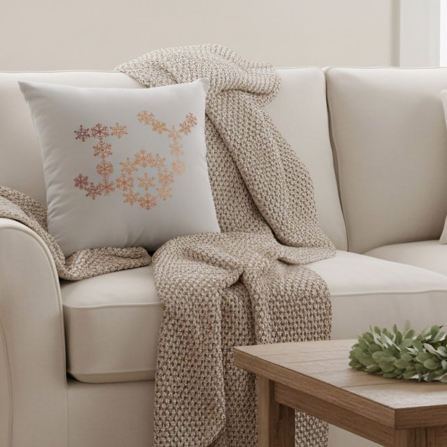 Flocons de neige en cuivre gris Joy Coussin de Noë (Bring modern farmhouse charm to your holidays!)