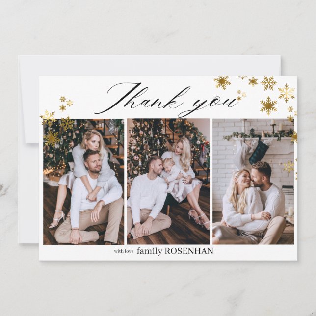 Flocons de neige or élégants 3 Photo  Merci pour l (Devant)