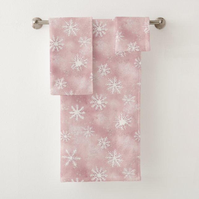 Flocons de neige rose blanc Noël (En situation)