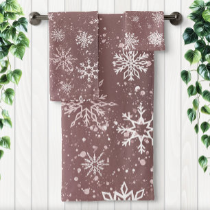 Flocons de neige rose poussiéreux Élégantes Fêtes