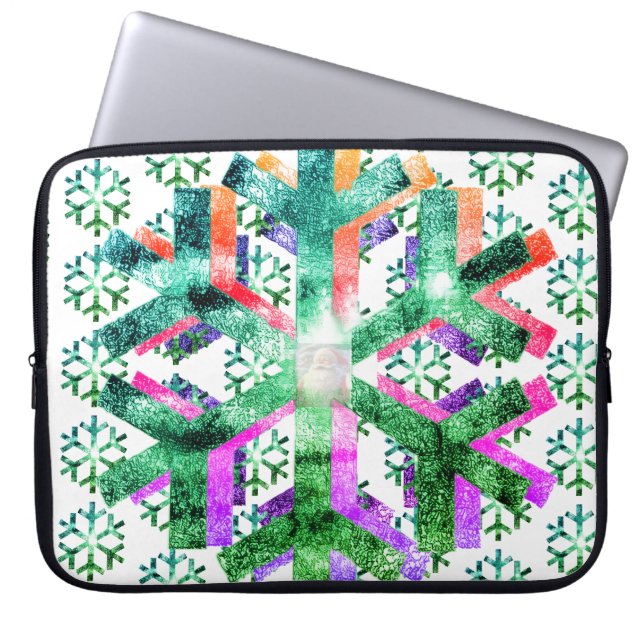 Flocons de neige rose, violet et vert sur un sac d (Devant)