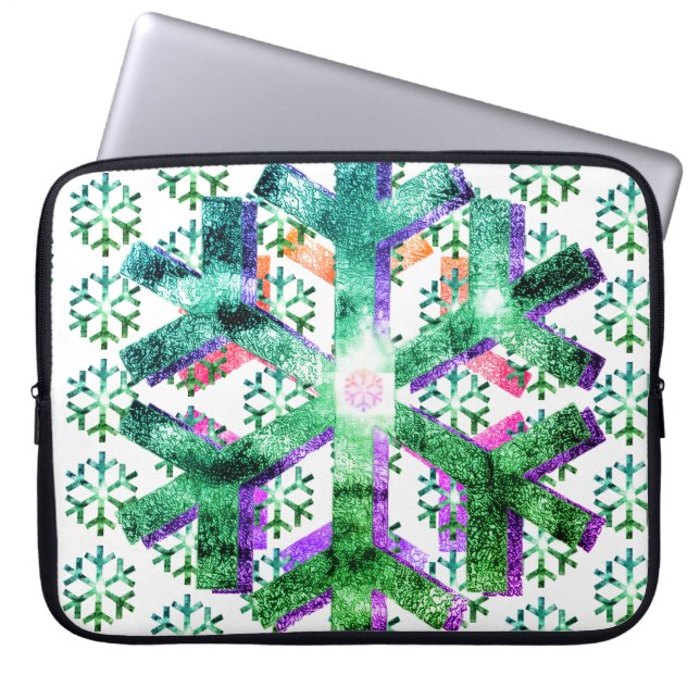 Flocons de neige rose, violet et vert sur un sac d (Devant)