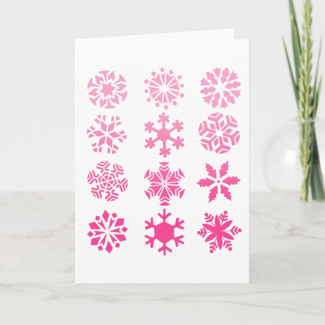 Flocons de neige roses - carte de voeux (Devant)