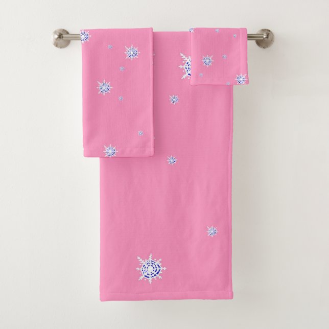 Flocons de neige roses en hiver    (En situation)