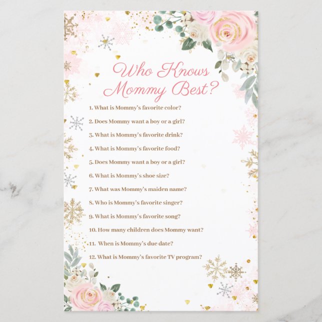 Flocons de neige roses jeu floral qui connaît le m (Devant)