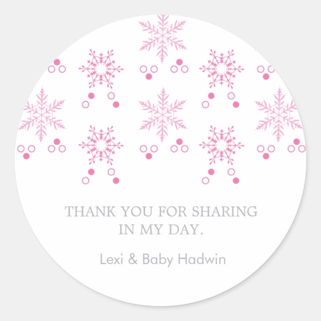 Flocons de neige | Sticker Fille Baby shower Faveu (Devant)