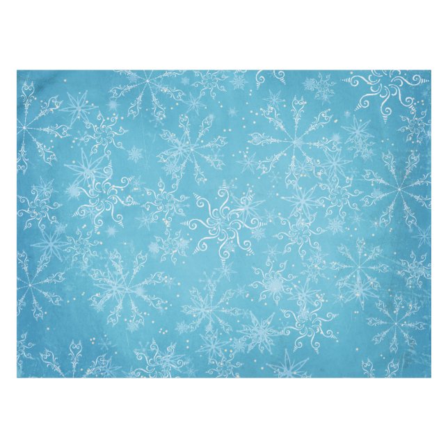 Flocons de neige sur la nappe bleue (Devant (Horizontal))