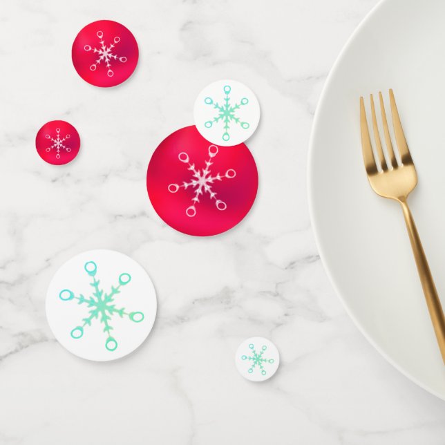 Flocons de Noël sur confettis de table rouges et b (Groupe)