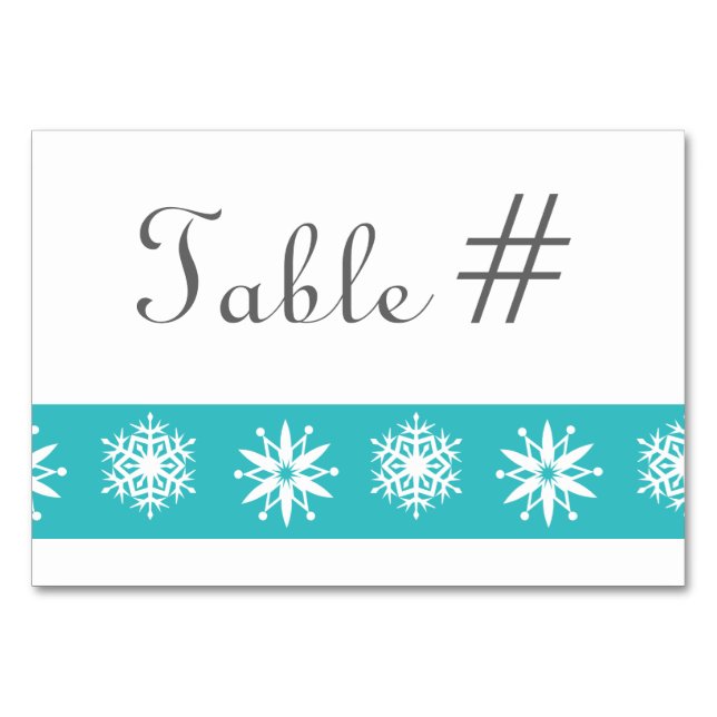 Flocons d'hiver en carte de table turquoise (Devant)