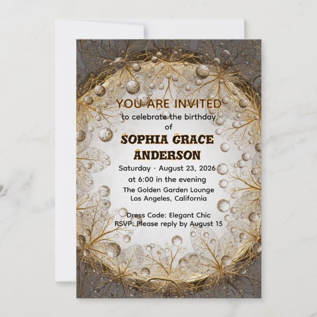 Flora Garden Elegant Birthday Invitation Template  (Devant)
