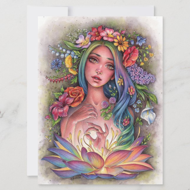 Flora Goddess Fairy Imaginaire Flowers Femme Art C (Devant)