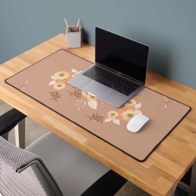 Floraison d'Automne – Floral Beige Chaud et Orange (Bureau 2)
