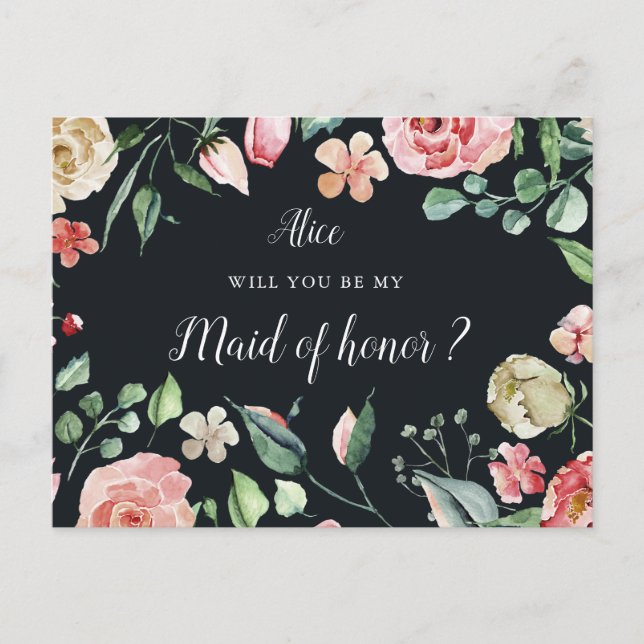 floraison de minuit Maid of Honor Invitation (Devant)