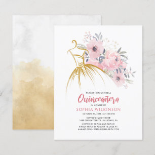 Floral 15e anniversaire Faux Gold robe moderne