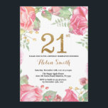 Floral 21e anniversaire Invitation Parties scintil<br><div class="desc">Invitation Florale 21e Anniversaire pour les femmes. Aquarelle Fleurie Botanique. Parties scintillant or. Pies Roses Fleurs Florales. Anniversaire adulte. Pour plus de personnalisation,  cliquez sur le bouton "Customiser" et utilisez notre outil de conception pour modifier ce modèle.</div>