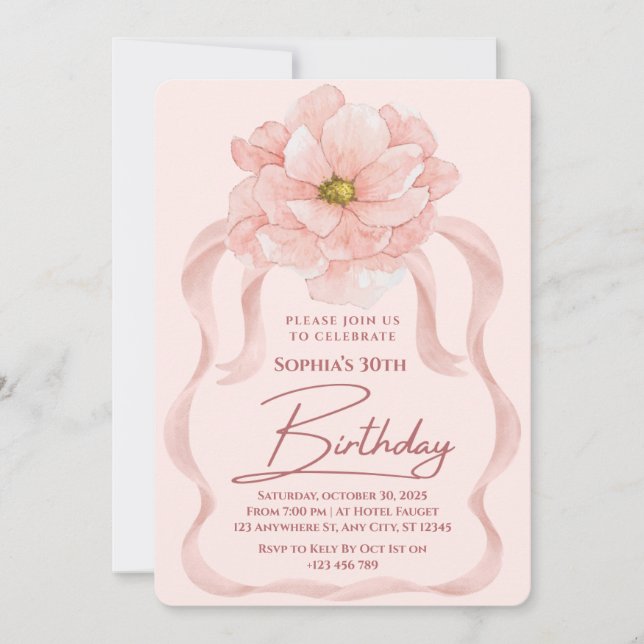 Floral 30e anniversaire Invitation (Devant)