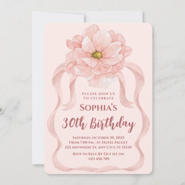 Floral 30e anniversaire Invitation (Devant)