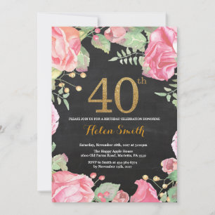 Floral 40e anniversaire Invitation Parties scintil
