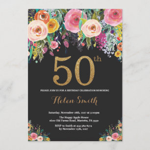 Floral 50e anniversaire Invitation Parties scintil