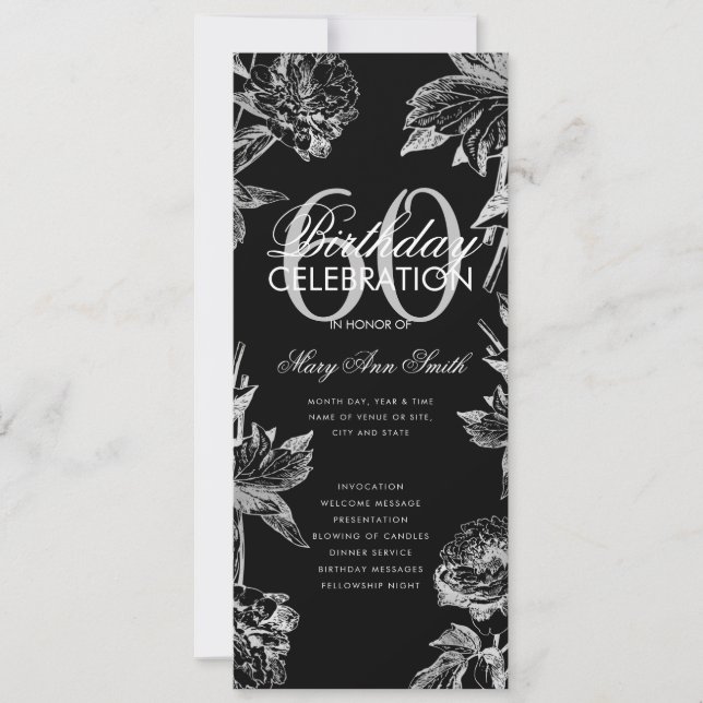 Floral 60e Anniversaire Programme Silver Black Men (Devant)