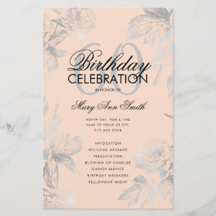 Floral 60e Anniversaire Programme Silver Menu Blus